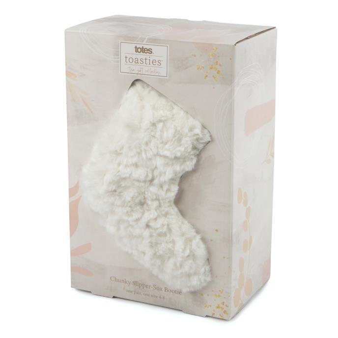 totes toasties® Ladies Faux Fur Slipper Socks Cream Extra Image 1